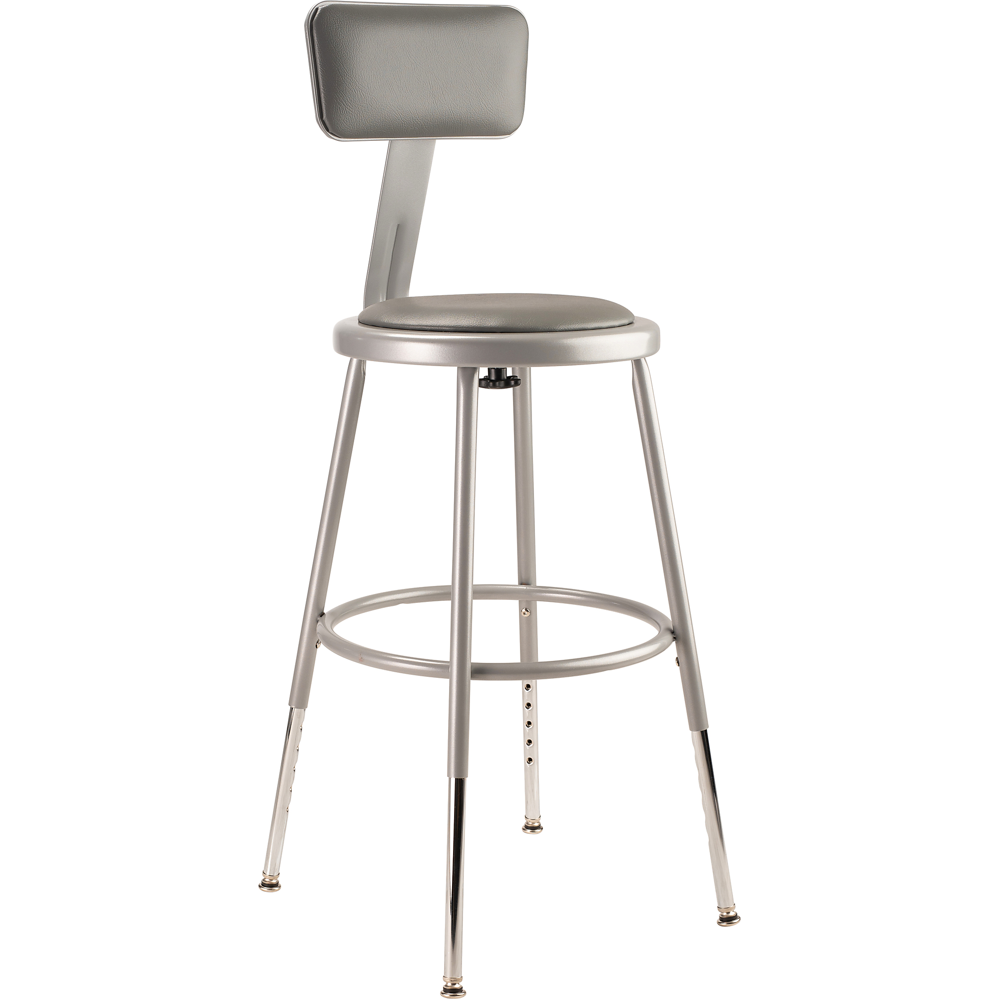 National Public Seating, 18.5 -26.5in.H Adjust Vinyl Stool Backrest, Primary Color Gray, Included (qty.) 1, Seating Type Office Stool, Model# 6418HB